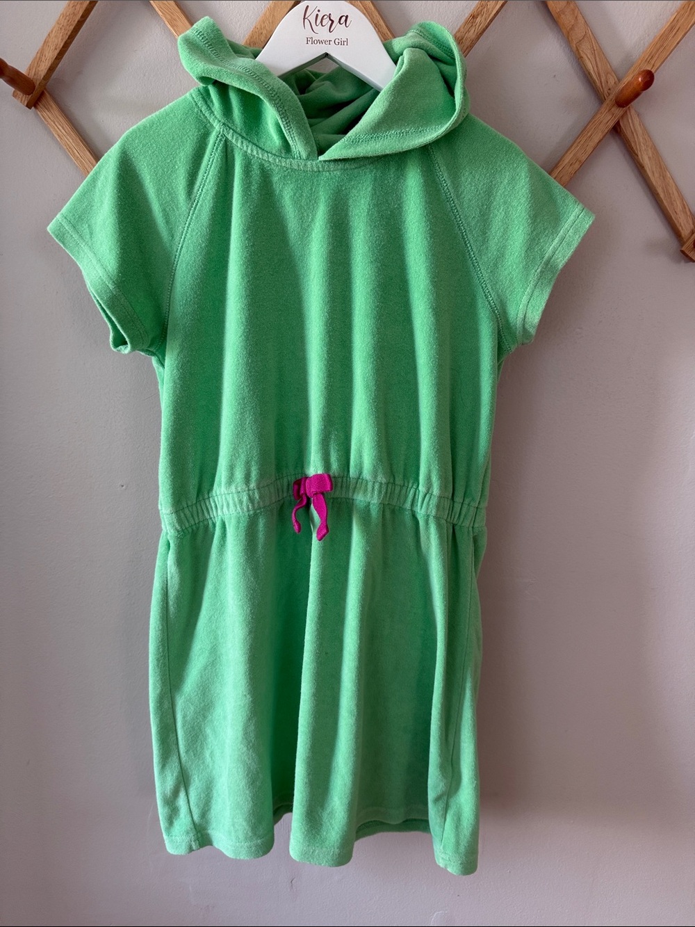 Hanna Andersson Girls Green Terry Hooded Dress Size 140 10 Beach Coverup